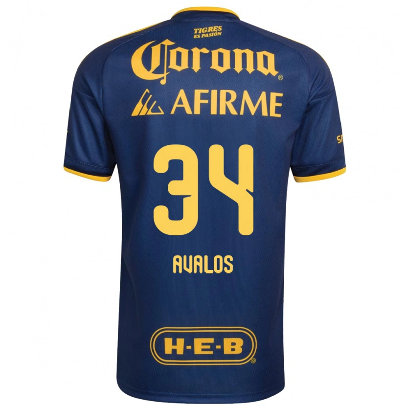 Danxen Hombre Camiseta Erick Avalos #34 Azul Real Amarillo 2ª Equipación 2026/27 La Camisa