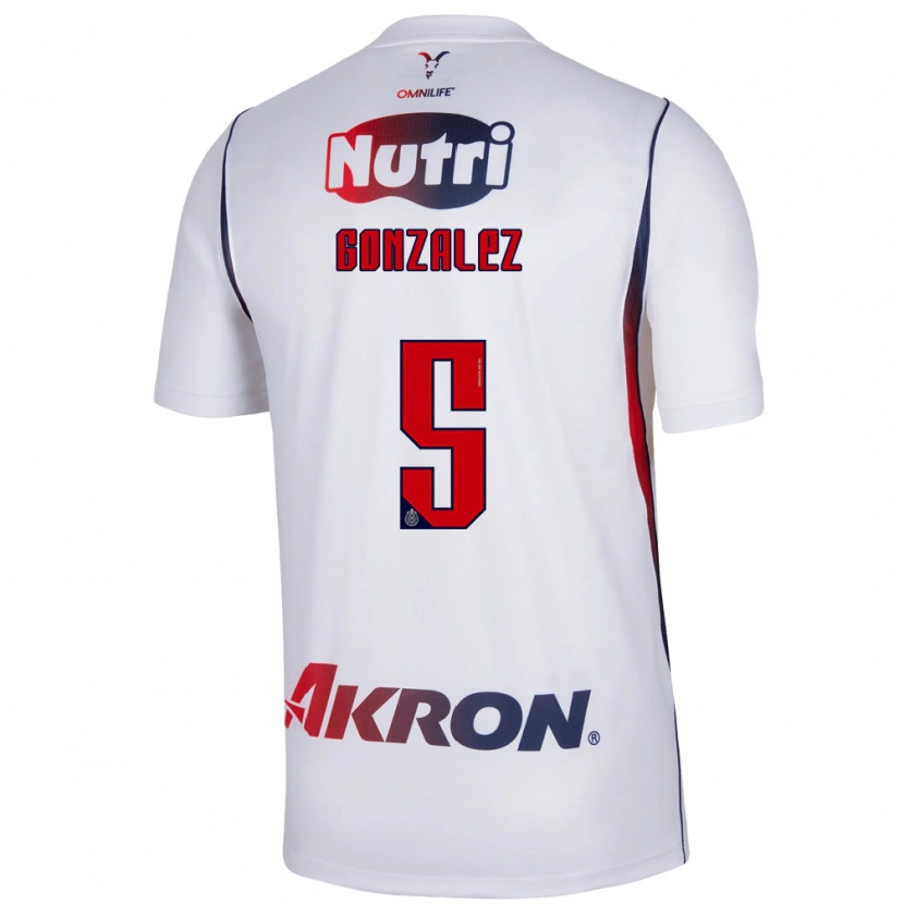Danxen Hombre Camiseta Bryan González #5 Blanco Azul Marino Rojo 2ª Equipación 2026/27 La Camisa