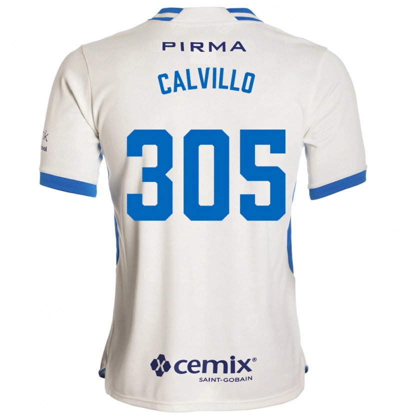 Danxen Hombre Camiseta Carlos Calvillo #305 Blanco Azul Rojo 2ª Equipación 2026/27 La Camisa