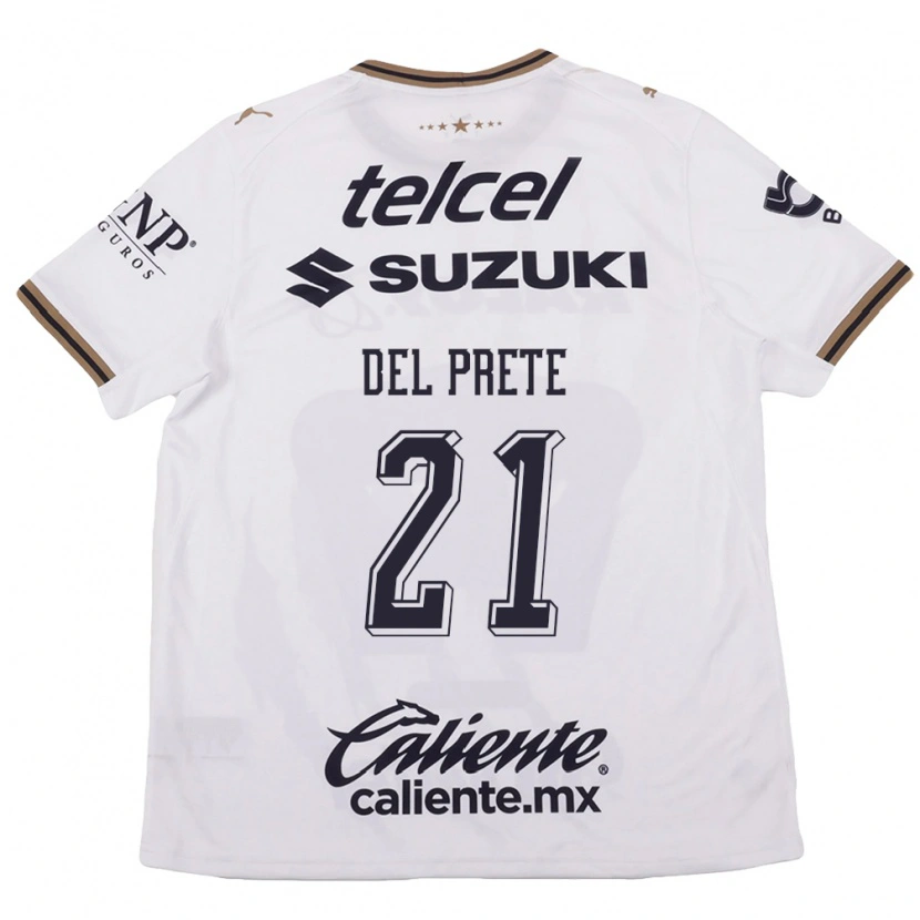 Danxen Hombre Camiseta Gustavo Del Prete #21 Blanco Negro Marrón 2ª Equipación 2026/27 La Camisa