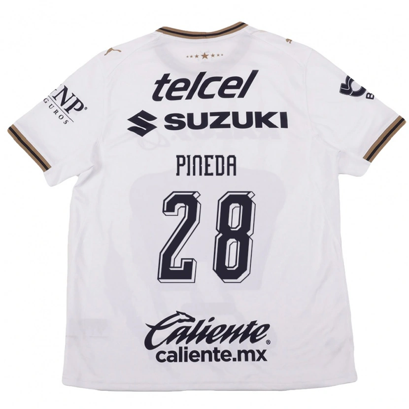 Danxen Hombre Camiseta Grecia Pineda #28 Blanco Negro Marrón 2ª Equipación 2026/27 La Camisa