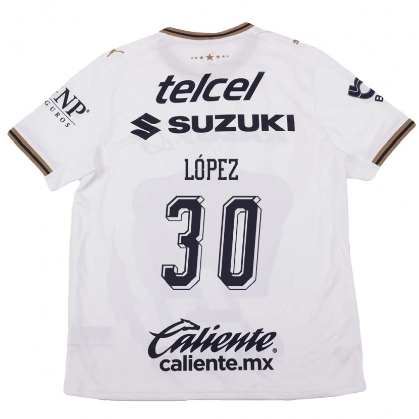 Danxen Hombre Camiseta Santiago López #30 Blanco Negro Marrón 2ª Equipación 2026/27 La Camisa