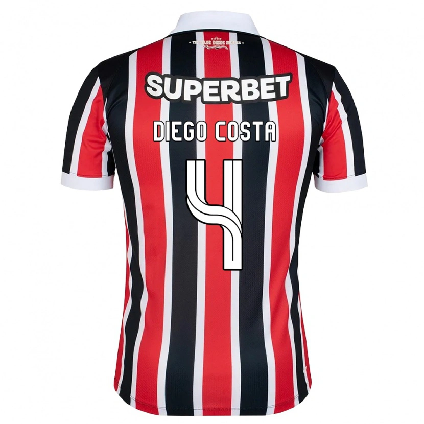 Danxen Hombre Camiseta Diego Costa #4 Rojo Blanco Negro 2ª Equipación 2026/27 La Camisa