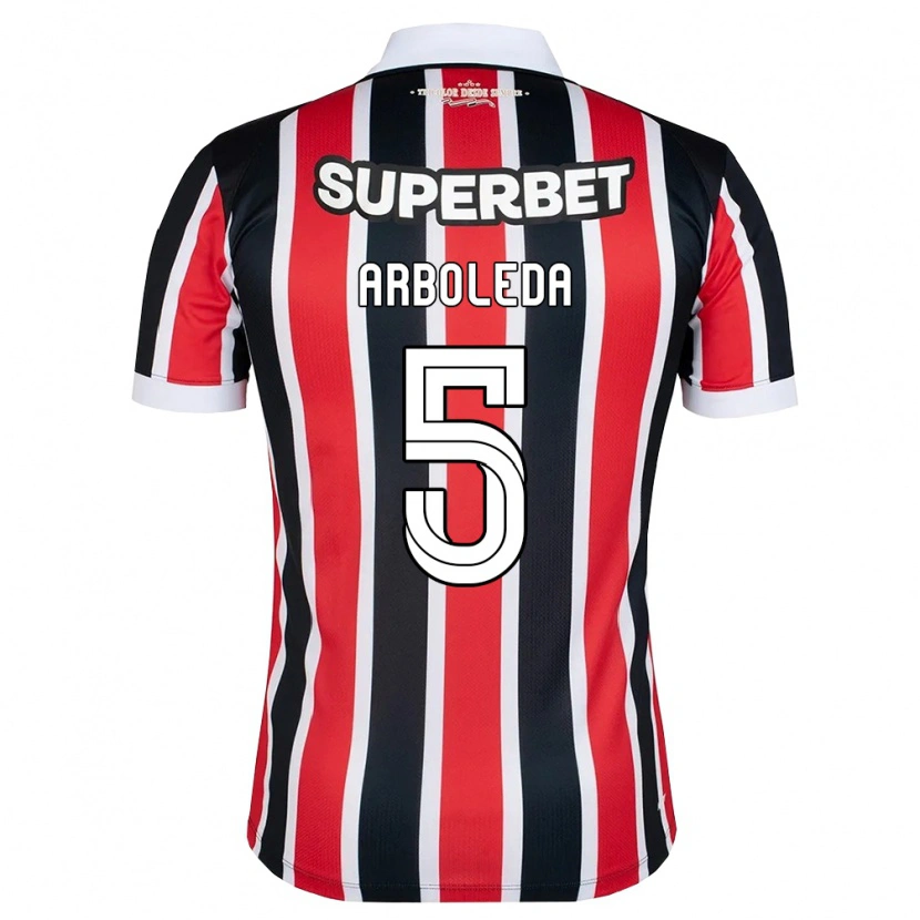 Danxen Hombre Camiseta Robert Arboleda #5 Rojo Blanco Negro 2ª Equipación 2026/27 La Camisa