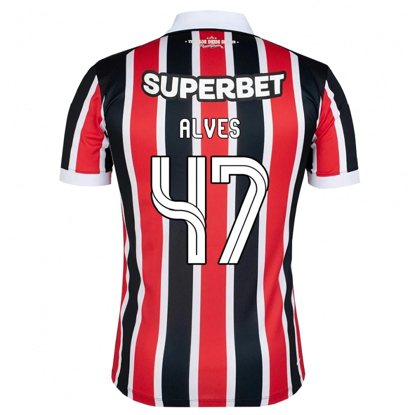Danxen Hombre Camiseta Matheus Alves #47 Rojo Blanco Negro 2ª Equipación 2026/27 La Camisa