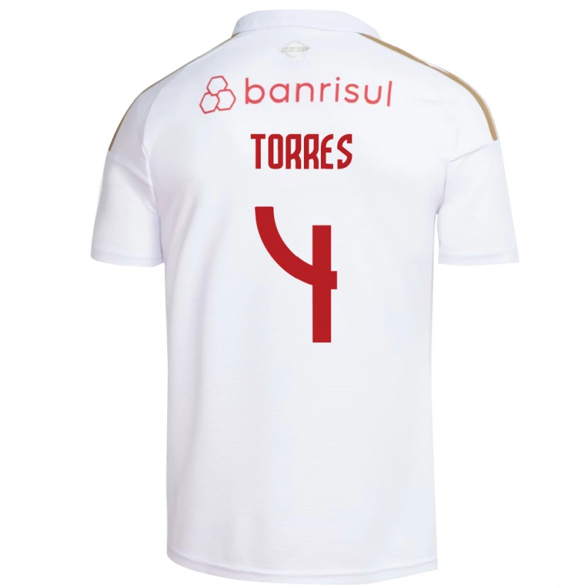 Danxen Hombre Camiseta Félix Torres #4 Blanco Rojo 2ª Equipación 2026/27 La Camisa