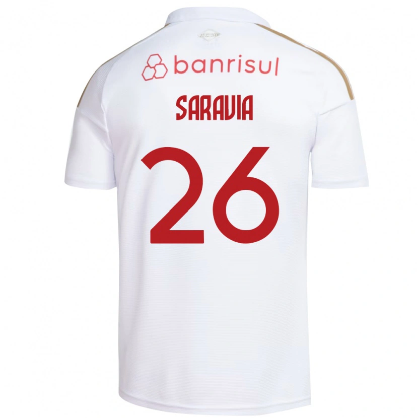 Danxen Hombre Camiseta Saravia #26 Blanco Rojo 2ª Equipación 2026/27 La Camisa