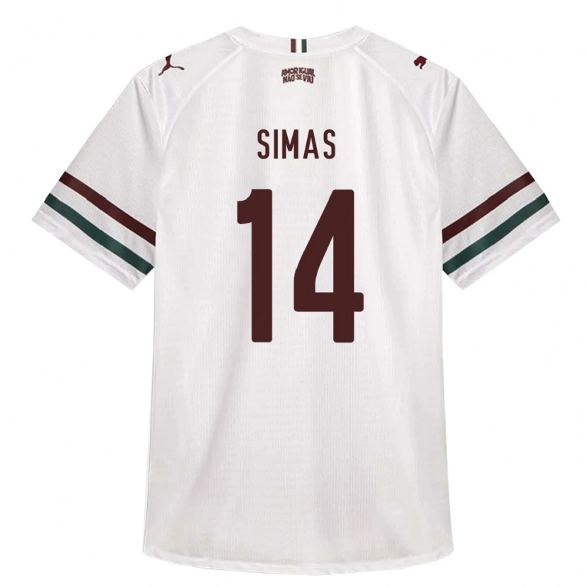 Danxen Hombre Camiseta Léo Simas #14 Blanco Verde Borgoña 2ª Equipación 2026/27 La Camisa