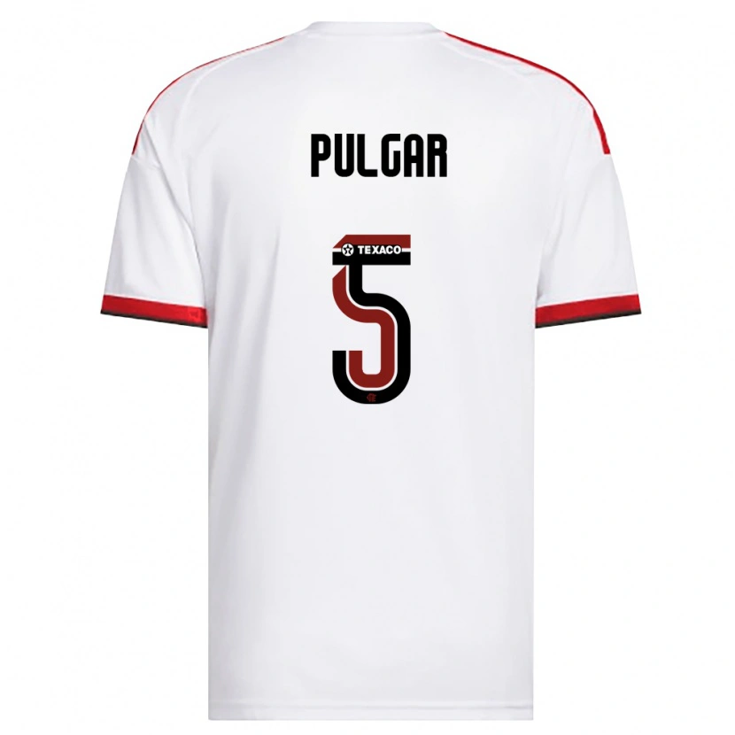 Danxen Hombre Camiseta Erick Pulgar #5 Blanco Rojo Negro 2ª Equipación 2026/27 La Camisa