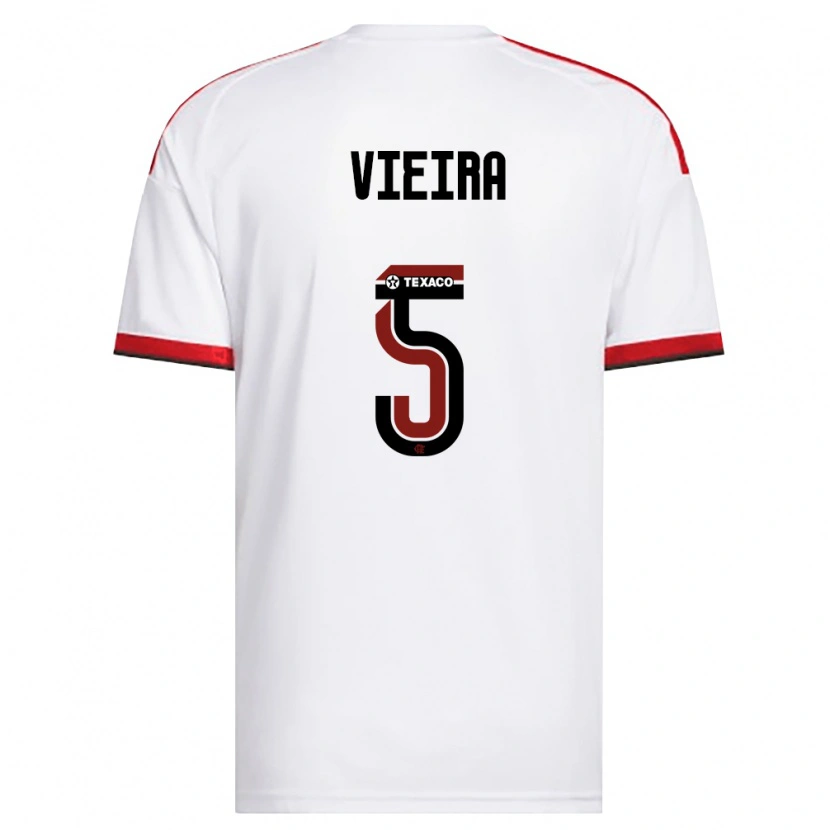 Danxen Hombre Camiseta Lucas Vieira #5 Blanco Rojo Negro 2ª Equipación 2026/27 La Camisa