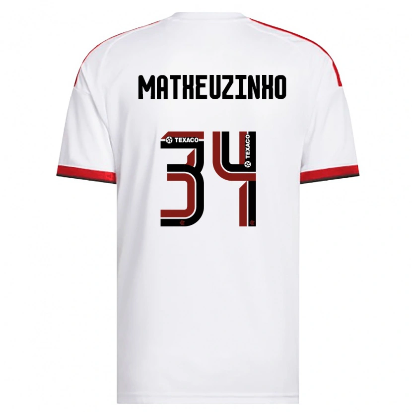 Danxen Hombre Camiseta Matheuzinho #34 Blanco Rojo Negro 2ª Equipación 2026/27 La Camisa