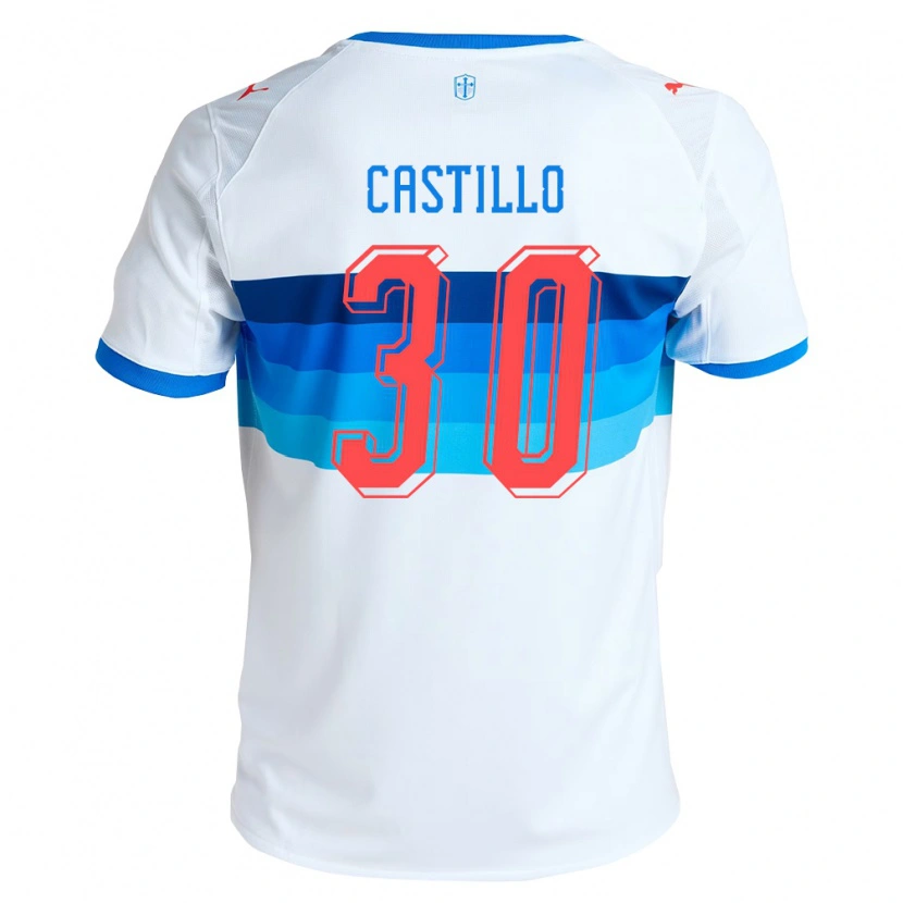 Danxen Mujer Camiseta Nicolas Castillo #30 Blanco Azul Cielo 1ª Equipación 2026/27 La Camisa