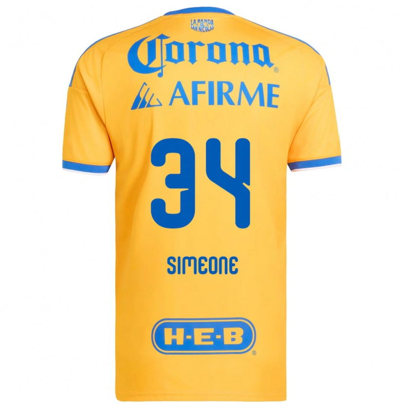 Danxen Mujer Camiseta Henrique Simeone #34 Amarillo Azul 1ª Equipación 2026/27 La Camisa