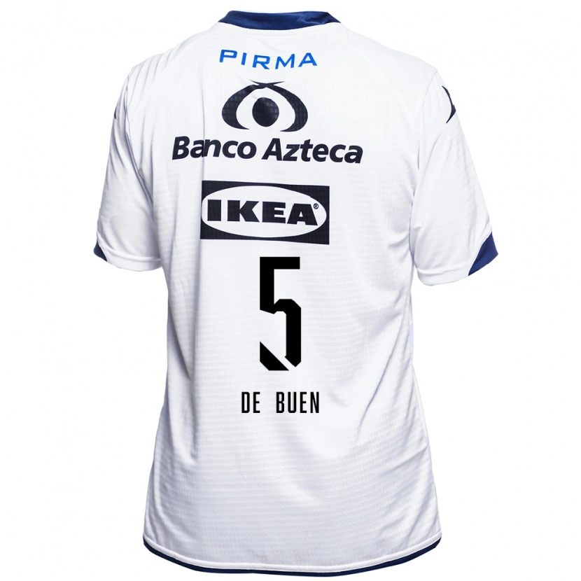 Danxen Mujer Camiseta Diego De Buen #5 Blanco Negro Azul 1ª Equipación 2026/27 La Camisa