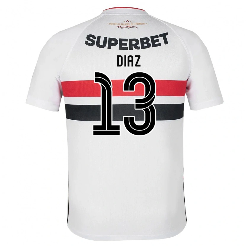 Danxen Mujer Camiseta Enzo Díaz #13 Blanco Rojo Negro 1ª Equipación 2026/27 La Camisa