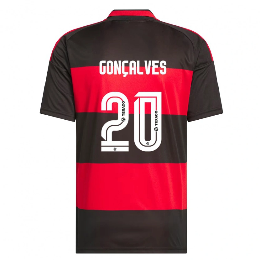 Danxen Mujer Camiseta Matheus Gonçalves #20 Rojo Negro Blanco 1ª Equipación 2026/27 La Camisa