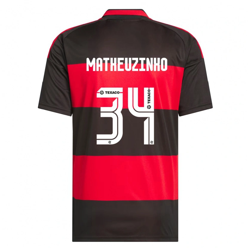 Danxen Mujer Camiseta Matheuzinho #34 Rojo Negro Blanco 1ª Equipación 2026/27 La Camisa
