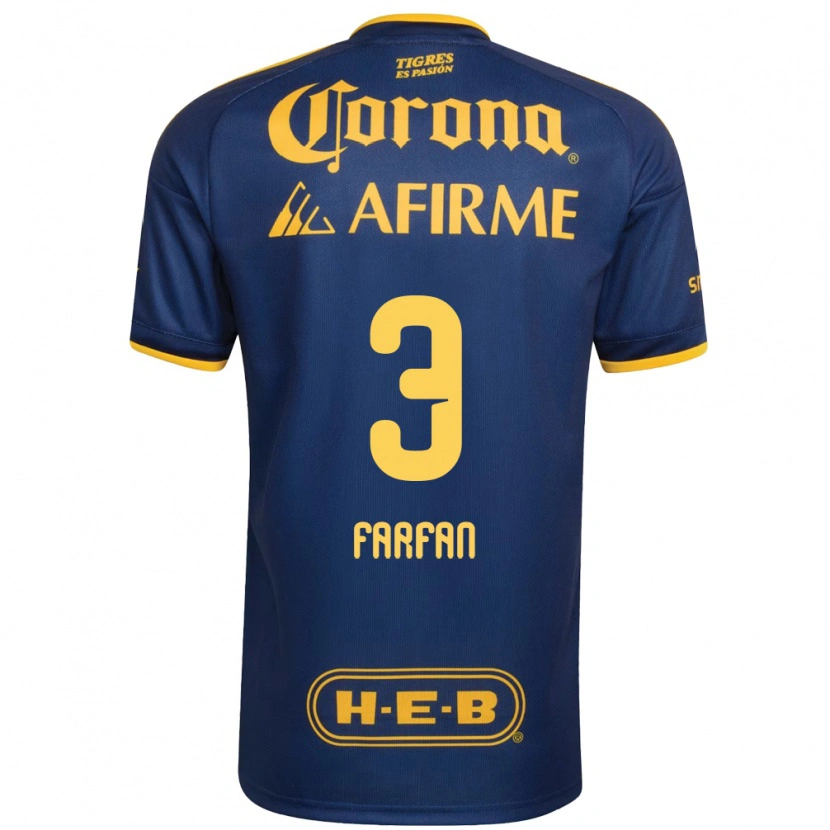 Danxen Mujer Camiseta Marco Farfán #3 Azul Real Amarillo 2ª Equipación 2026/27 La Camisa