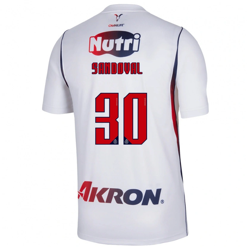 Danxen Mujer Camiseta Santiago Sandoval #30 Blanco Azul Marino Rojo 2ª Equipación 2026/27 La Camisa