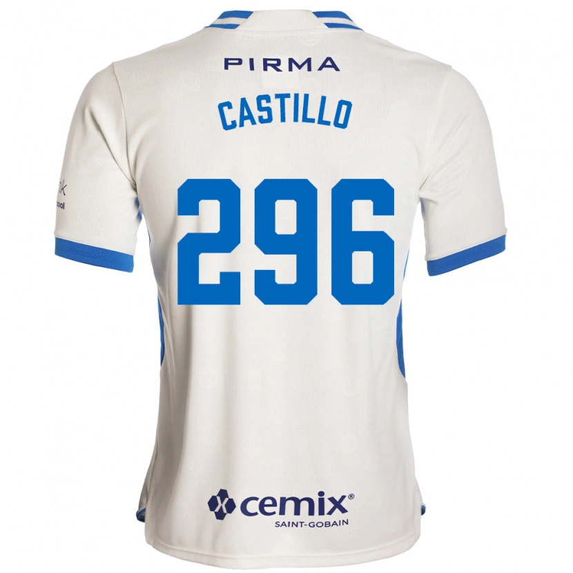 Danxen Mujer Camiseta Eduardo Castillo #296 Blanco Azul Rojo 2ª Equipación 2026/27 La Camisa