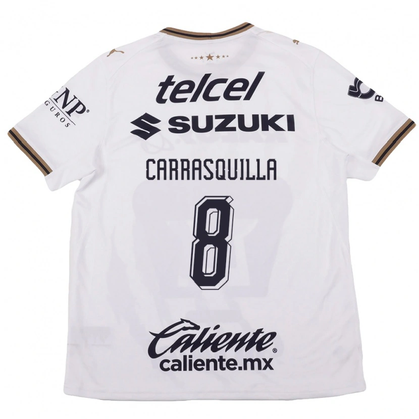 Danxen Mujer Camiseta Adalberto Carrasquilla #8 Blanco Negro Marrón 2ª Equipación 2026/27 La Camisa
