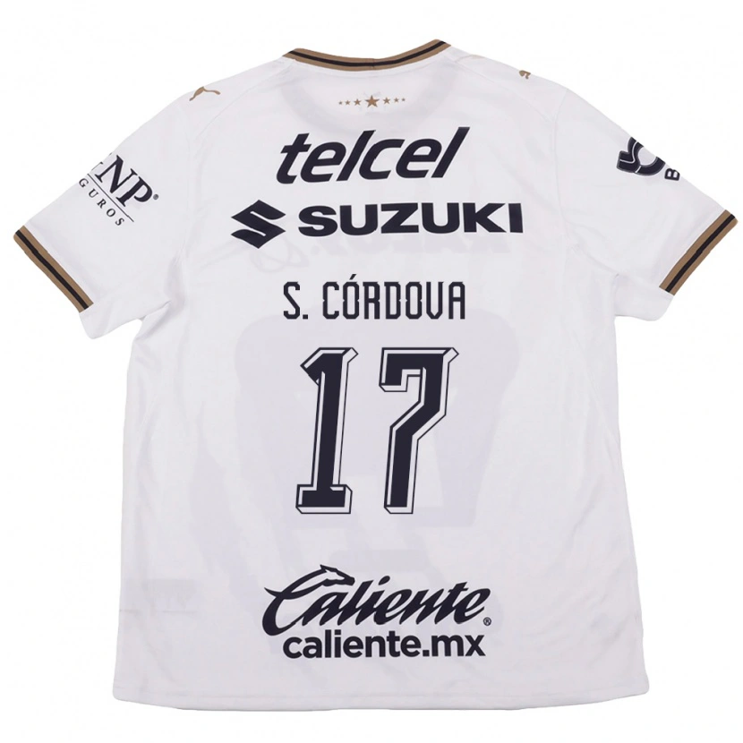 Danxen Mujer Camiseta Sebastián Córdova #17 Blanco Negro Marrón 2ª Equipación 2026/27 La Camisa
