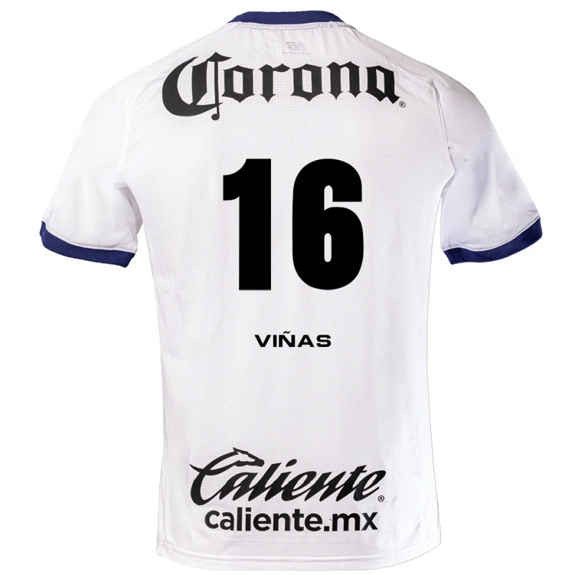Danxen Mujer Camiseta Federico Viñas #16 Blanco Azul Negro 2ª Equipación 2026/27 La Camisa