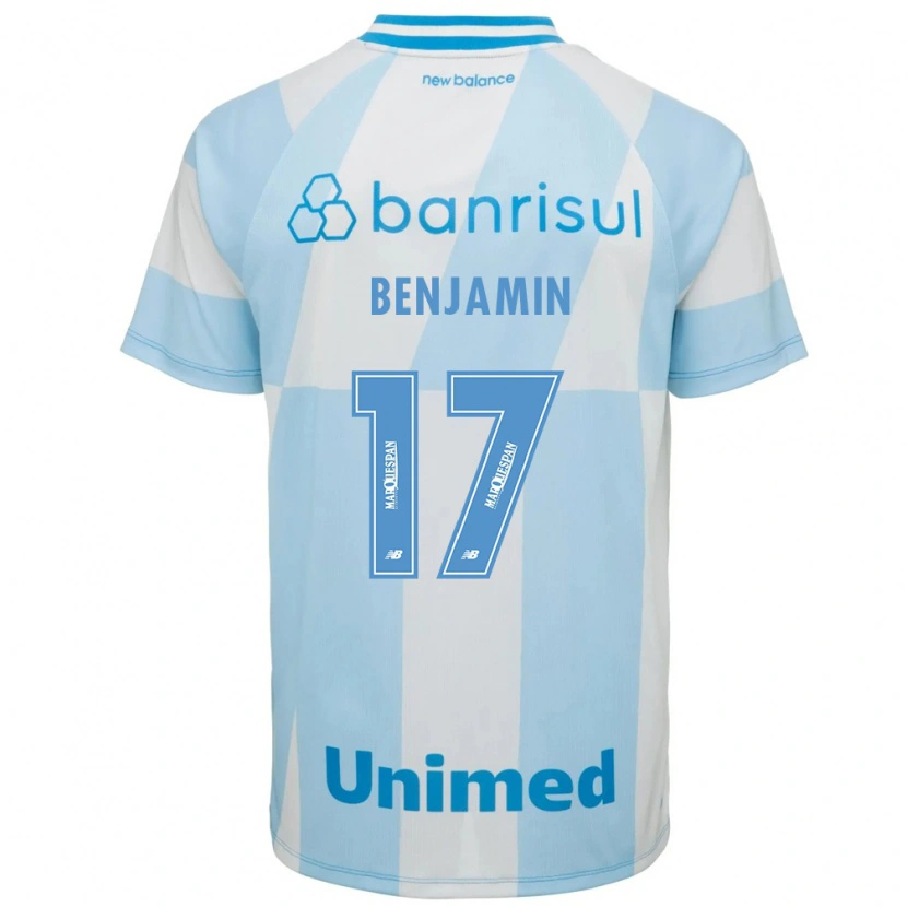 Danxen Mujer Camiseta Benjamin Dos Santos #17 Azul Claro Blanco 2ª Equipación 2026/27 La Camisa