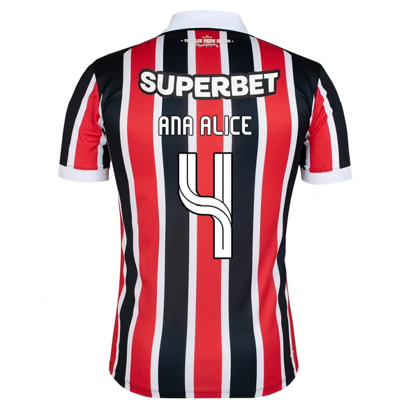 Danxen Mujer Camiseta Ana Alice Luciano Da Silva #4 Rojo Blanco Negro 2ª Equipación 2026/27 La Camisa