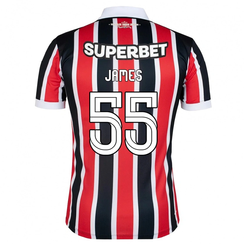 Danxen Mujer Camiseta James Rodriguez #55 Rojo Blanco Negro 2ª Equipación 2026/27 La Camisa