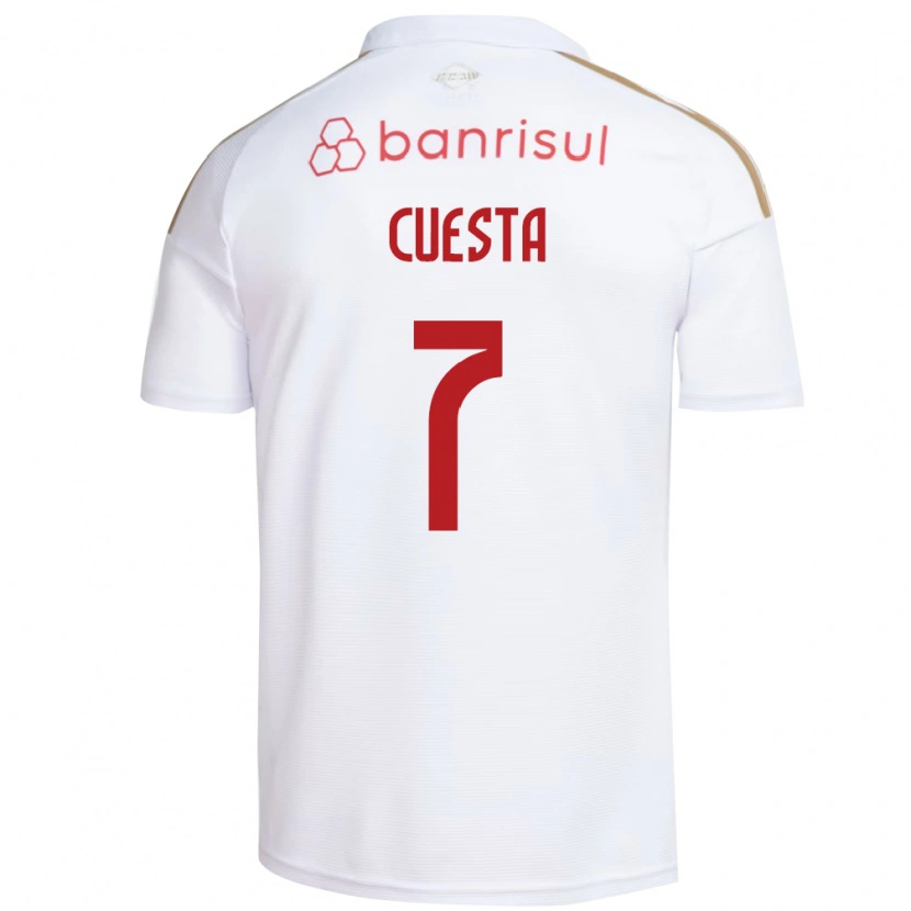 Danxen Mujer Camiseta Juan Manuel Cuesta #7 Blanco Rojo 2ª Equipación 2026/27 La Camisa