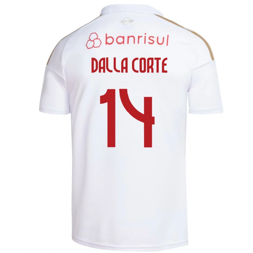 Danxen Mujer Camiseta João Dalla Corte #14 Blanco Rojo 2ª Equipación 2026/27 La Camisa