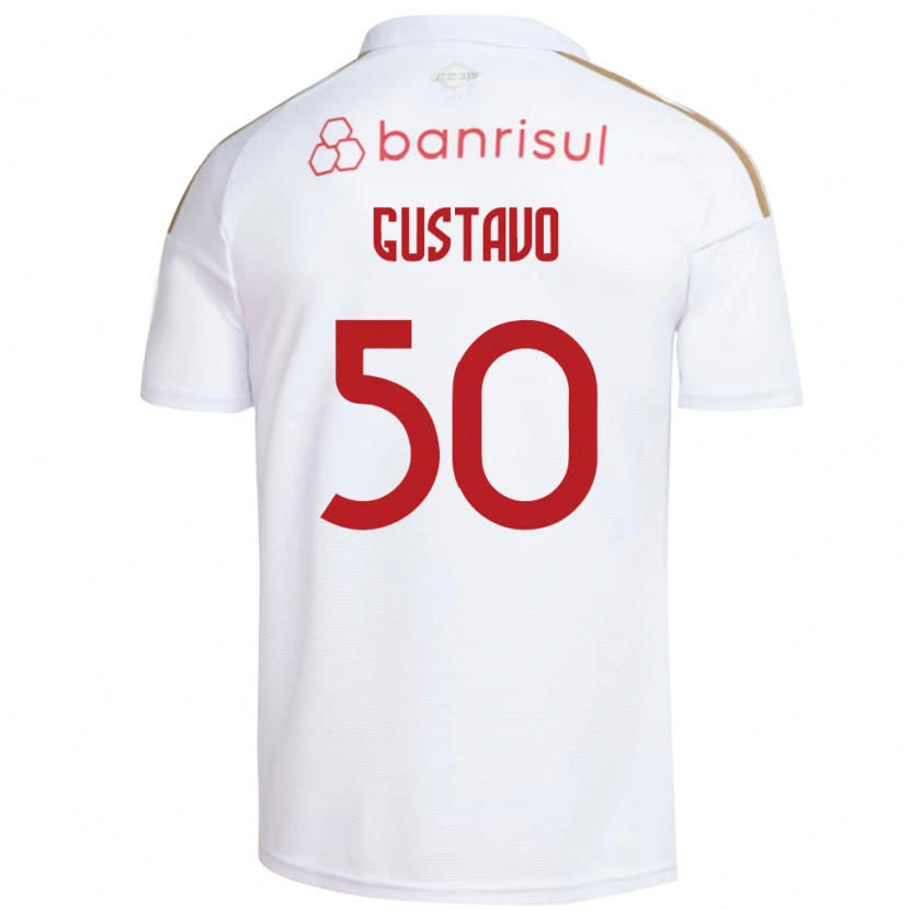 Danxen Mujer Camiseta Gustavo Dos Santos #50 Blanco Rojo 2ª Equipación 2026/27 La Camisa