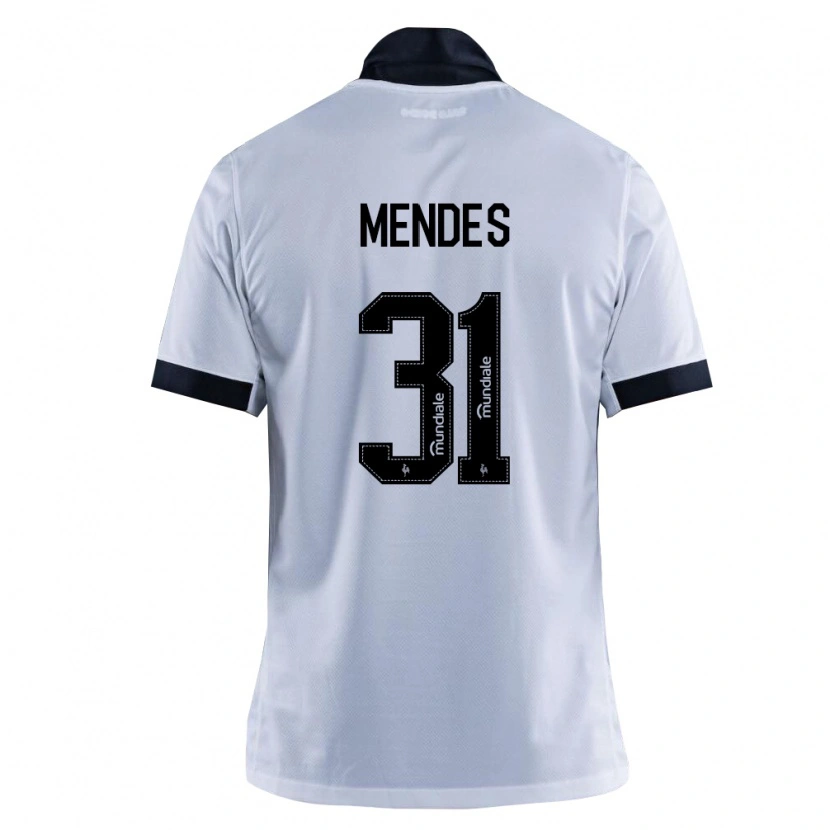 Danxen Mujer Camiseta Matheus Mendes #31 Blanco Negro 2ª Equipación 2026/27 La Camisa