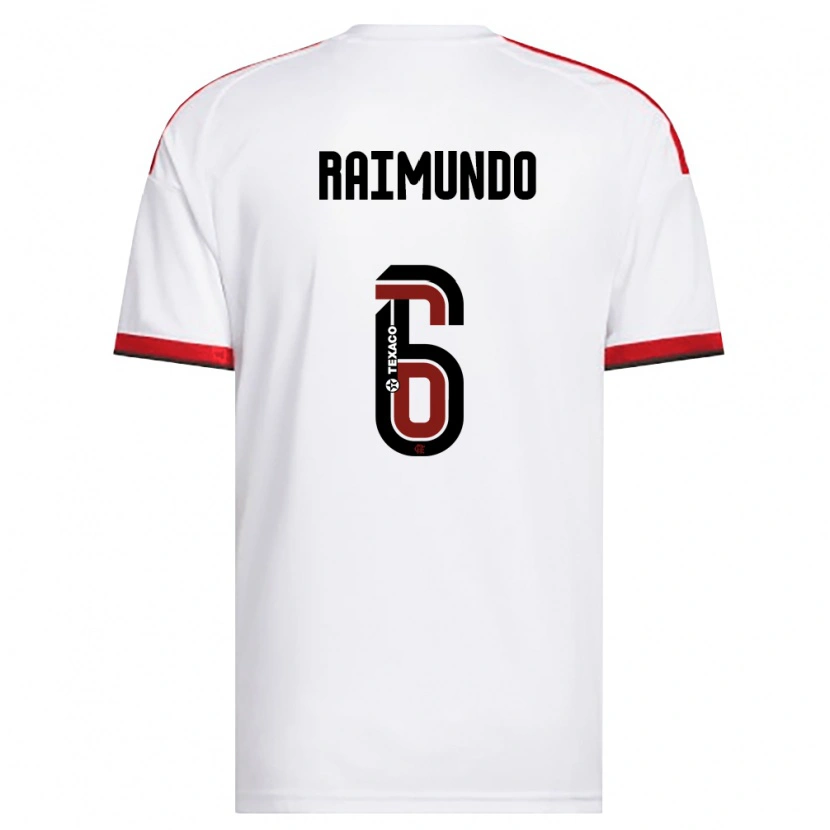 Danxen Mujer Camiseta Raimundo Ykaro Santos Silva #6 Blanco Rojo Negro 2ª Equipación 2026/27 La Camisa