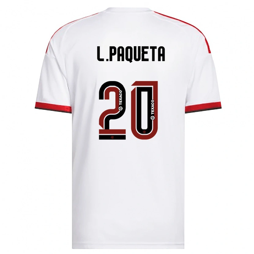 Danxen Mujer Camiseta Lucas Paquetá #20 Blanco Rojo Negro 2ª Equipación 2026/27 La Camisa