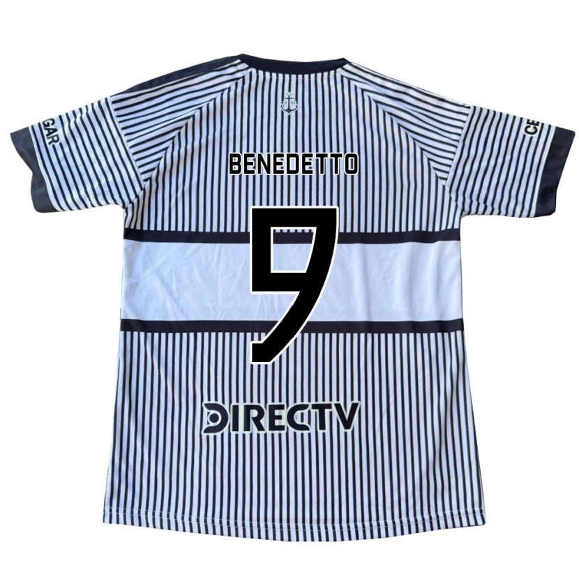 Danxen Mujer Camiseta Dario Benedetto #9 Blanco Negro Amarillo 2ª Equipación 2026/27 La Camisa