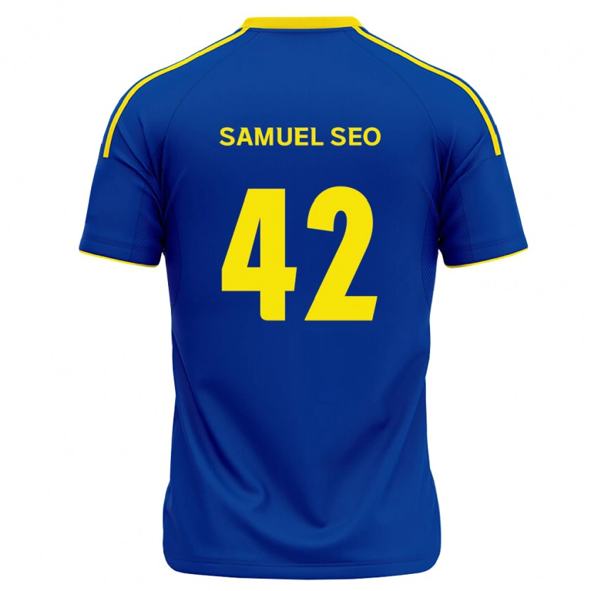 Danxen Niño Camiseta Samuel Seo #42 Azul Real Amarillo 1ª Equipación 2026/27 La Camisa