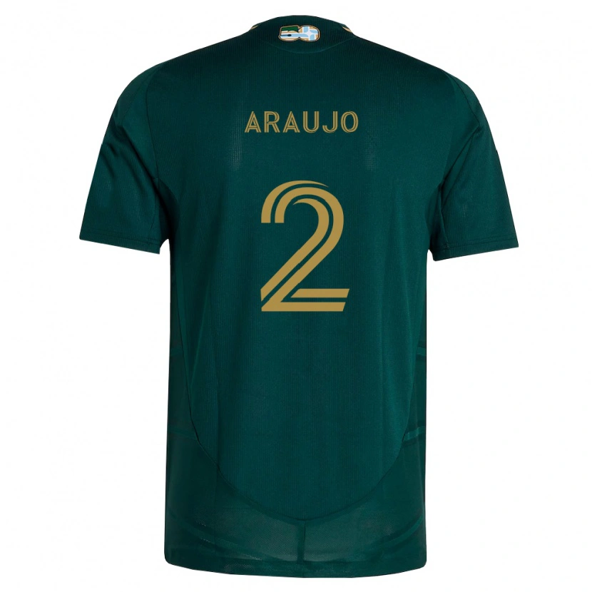 Danxen Niño Camiseta Miguel Araujo #2 Verde Oscuro Marrón 1ª Equipación 2026/27 La Camisa