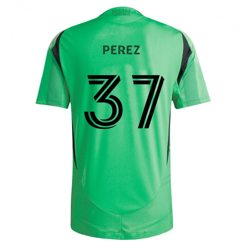 Danxen Niño Camiseta Damion Perez #37 Verde Esmeralda Negro 1ª Equipación 2026/27 La Camisa