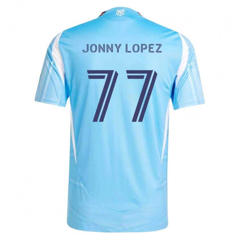 Danxen Niño Camiseta Jonny Lopez #77 Azul Cielo Blanco 1ª Equipación 2026/27 La Camisa