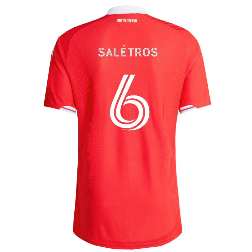 Danxen Niño Camiseta Anton Salétros #6 Rojo Azul Profundo Blanco 1ª Equipación 2026/27 La Camisa