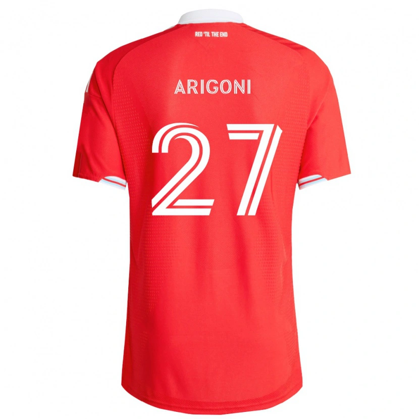 Danxen Niño Camiseta Allan Arigoni #27 Rojo Azul Profundo Blanco 1ª Equipación 2026/27 La Camisa