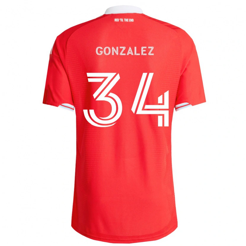 Danxen Niño Camiseta Omar González #34 Rojo Azul Profundo Blanco 1ª Equipación 2026/27 La Camisa