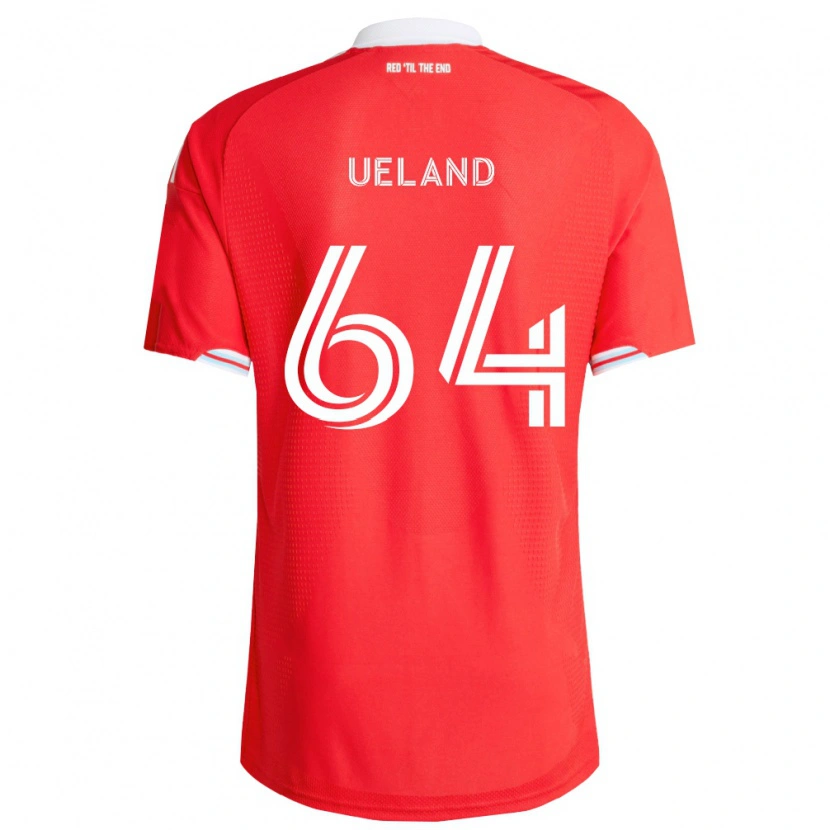 Danxen Niño Camiseta Andreas Ueland #64 Rojo Azul Profundo Blanco 1ª Equipación 2026/27 La Camisa