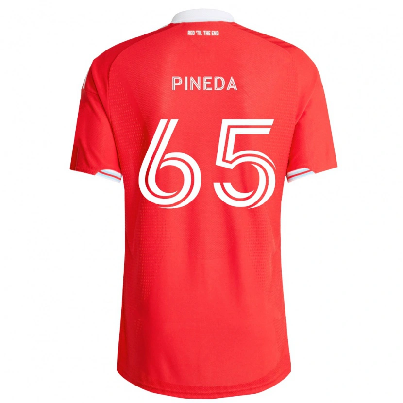 Danxen Niño Camiseta Oscar Pineda #65 Rojo Azul Profundo Blanco 1ª Equipación 2026/27 La Camisa