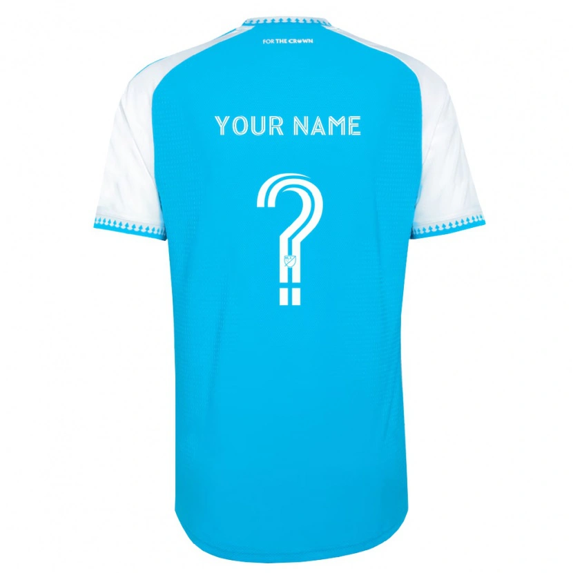 Danxen Niño Camiseta Su Nombre #0 Azul Cielo Blanco Negro 1ª Equipación 2026/27 La Camisa
