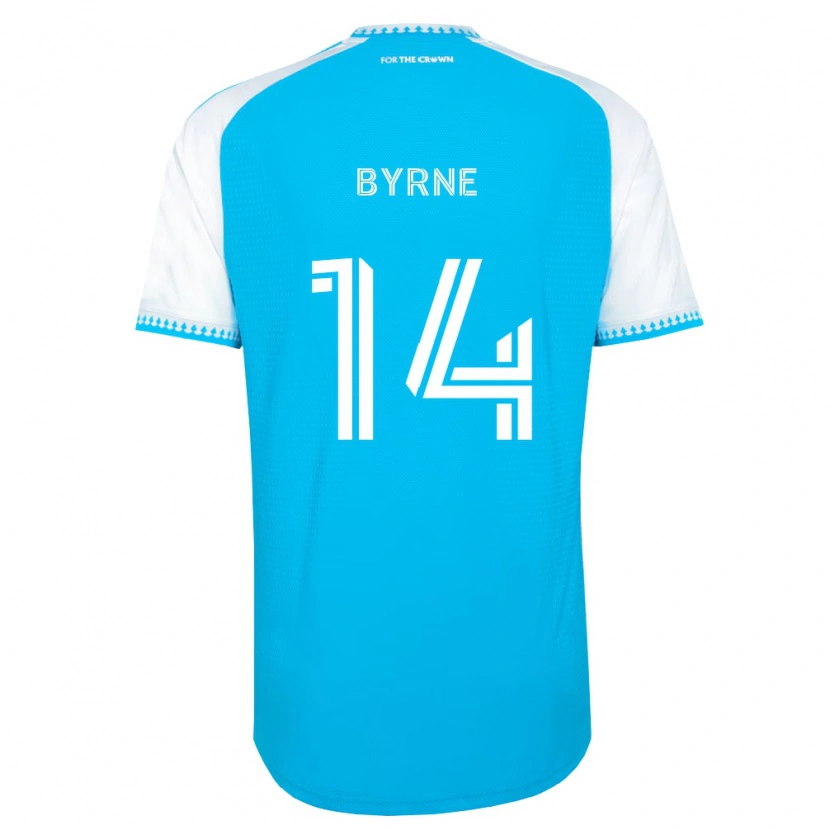 Danxen Niño Camiseta Nathan Byrne #14 Azul Cielo Blanco Negro 1ª Equipación 2026/27 La Camisa
