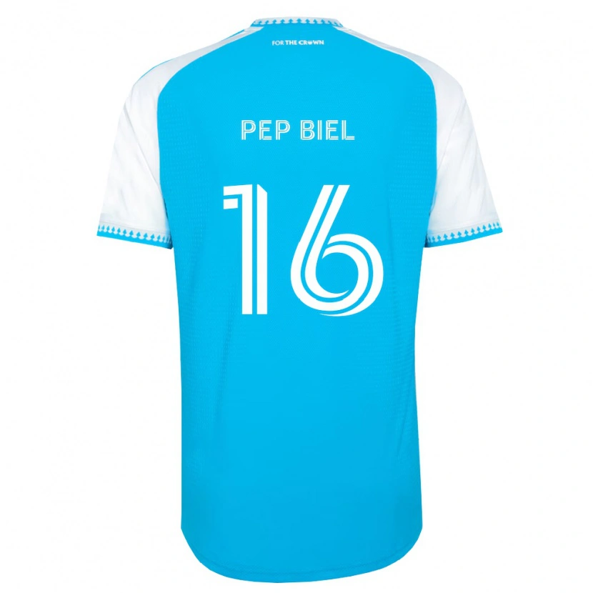 Danxen Niño Camiseta Pep Biel #16 Azul Cielo Blanco Negro 1ª Equipación 2026/27 La Camisa