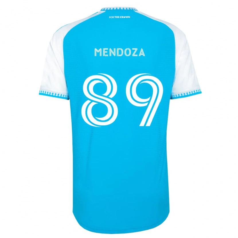 Danxen Niño Camiseta Adrián Mendoza #89 Azul Cielo Blanco Negro 1ª Equipación 2026/27 La Camisa